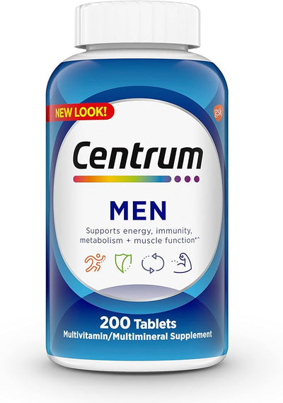 Centrum Multivitamin for Men, Multivitamin/Multimineral Supplement with Vitamin D3, B Vitamins and Antioxidants, Gluten Free, Non-GMO Ingredients - 200 Count