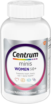 Centrum Minis Silver Women's Multivitamin for Women 50 Plus, Multimineral Supplement with Vitamin D3, B Vitamins, Non-GMO Ingredients, Supports Memory and Cognition in Older Adults - 280 Ct