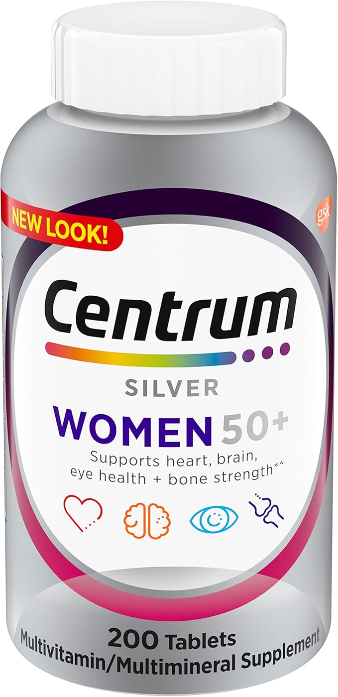 Centrum Silver Women's Multivitamin for Women 50 Plus, Multivitamin/Multimineral Supplement with Vitamin D3, B Vitamins, Non-GMO Ingredients, Supports Memory and Cognition in Older Adults - 200 Ct