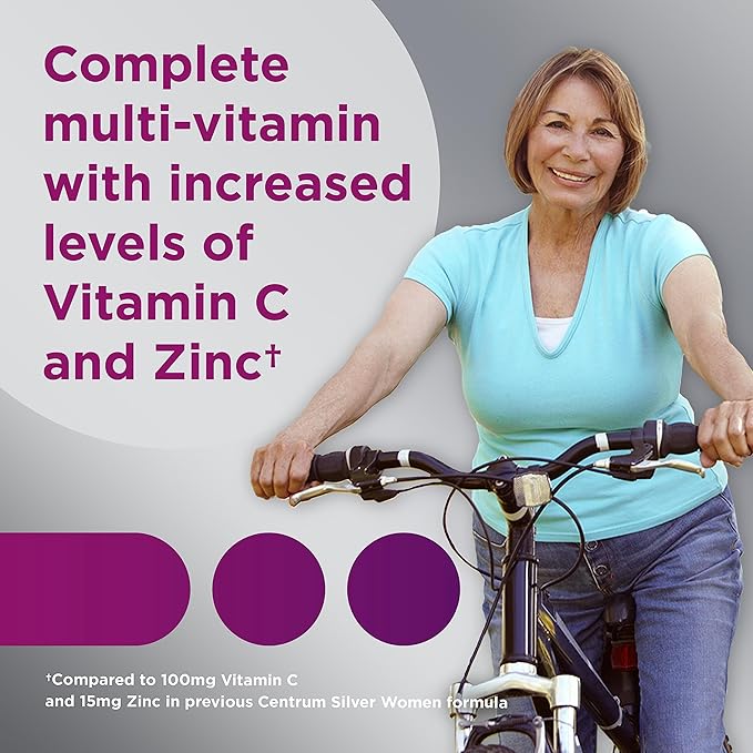 Centrum Silver Women's Multivitamin for Women 50 Plus, Multivitamin/Multimineral Supplement with Vitamin D3, B Vitamins, Non-GMO Ingredients, Supports Memory and Cognition in Older Adults - 200 Ct