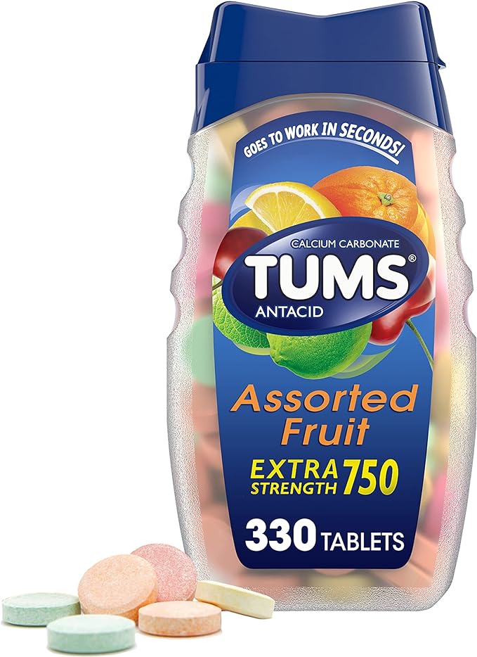 TUMS Chewable Antacid Tablets for Extra Strength Heartburn Relief, Great for a Summer BBQ - Assorted Fruit Flavors - 330 Count